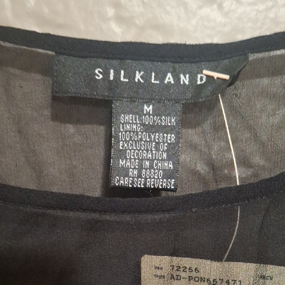 New.SilkLand Black Sheer Blouse with Multicolor Floral Embroidery Size M - Picture 2 of 12